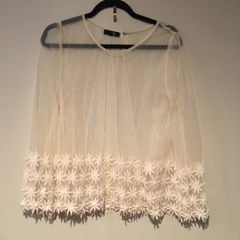 Net flowered long sleeve shirt